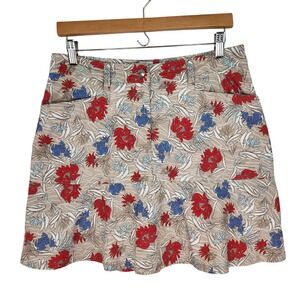 Daily Sports Women‎ Floral Golf Skort Tan Red Blue Size 6 Skirt with Liner